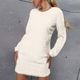 thumbnail image 5 of Zedker Sweater Dresses for Women 2025 Knit Dresses Long Sleeve Dress Casual Fall Winter Round Neck Oversized Loose Short Sweater Dress Plus Size Beige L, 5 of 8