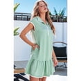 thumbnail image 4 of Womens Summer Oversized Sweatshirt Dress Casual Sleeveless Quarter Zip Ruffle Hem Pullover Mini Dresses Green M, 4 of 9