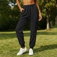 thumbnail image 2 of Admvng Womens Pants Cuffed Hem Drawstring Elastic Waist Casual Full Length Trousers with Pockets, 2 of 8