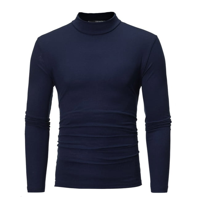 Chandail à Col Montant Uni pour Homme à Manches Longues, Coupe Ajustée, Chandail de Base, Chandail de Base, Articles en Solde