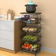 thumbnail image 2 of Alexent Metal Wire Basket with Wheels, Kitchen Storage Shelf Basket, 5 Tier Stackable Storage Containers, Fruit and Vegetable Cart, Dish Rack for Bathroom, Kitchen, Garage and Pantry, Black, 2 of 10