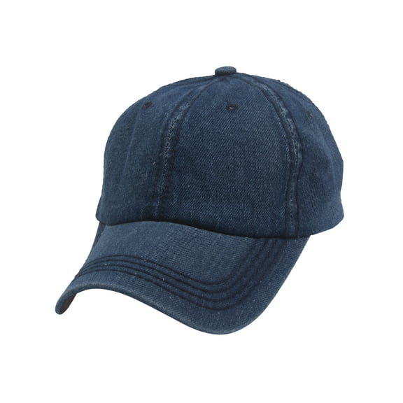Top Headwear Washed Plain Baseball Cap - Dark Denim