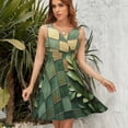 thumbnail image 7 of Green Leaves Green Gold Modern Art Sleeveless Dress Women Summer Evening Dresses Ladies Sundress, 7 of 7
