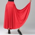 thumbnail image 4 of TiaoBug Womens Pleated Folk Maxi Skirt High Waist Solid Color Dance Skirt for Stage Performance Dancing Red XXL, 4 of 6