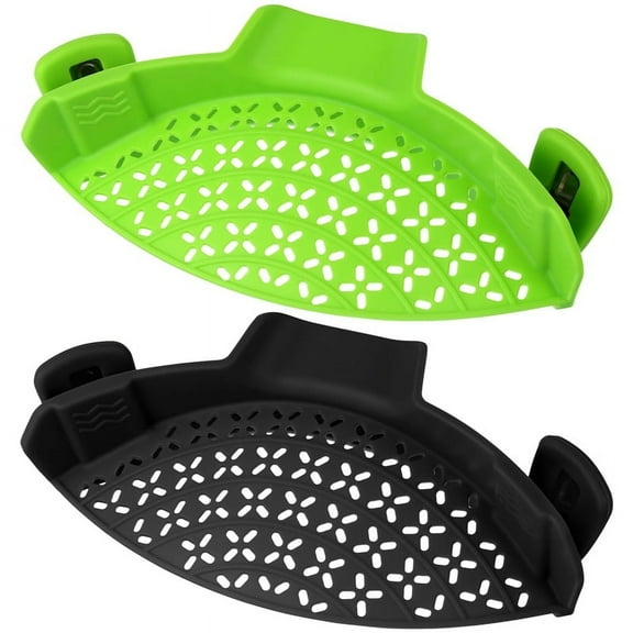 Hengguang 2 Pcs Clip on Strainer,Silicone Food Strainer Hands-Free Pan Strainer,Adjustable Clip-on Kitchen Food Strainer for Spaghetti,Pasta,Ground Beef Fits All Bowls and Pots.