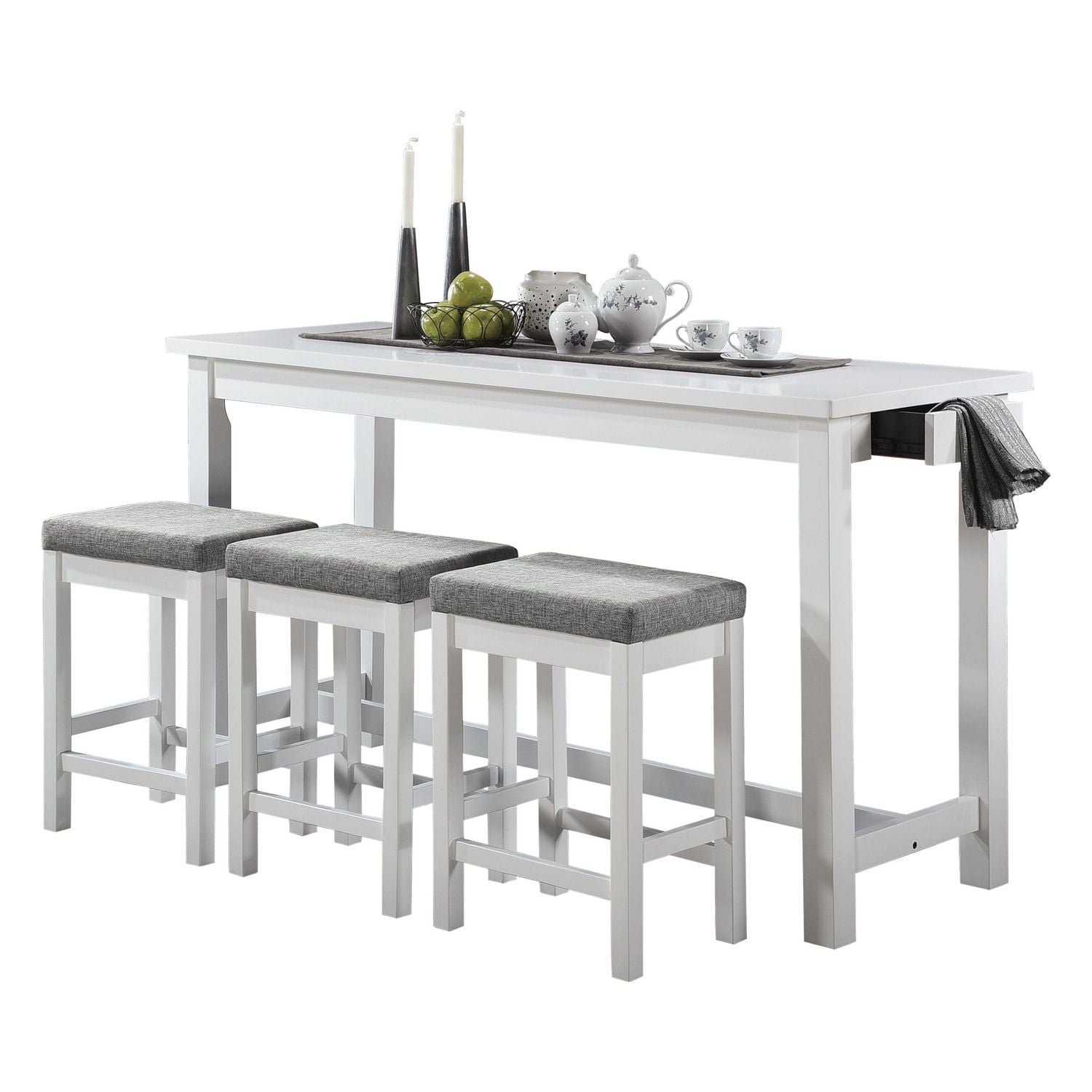 Topline Home Furnishings Counter-height White 4pc Dine Pack