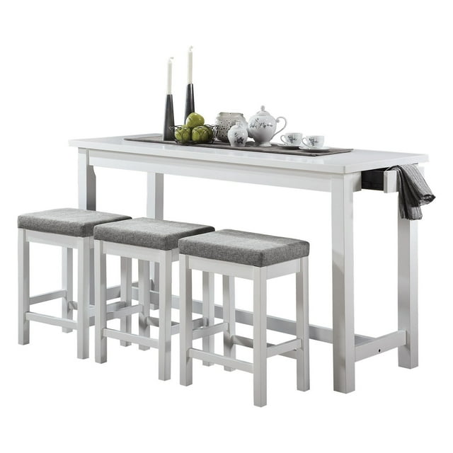 Topline Home Furnishings Counter-height White 4pc Dine Pack