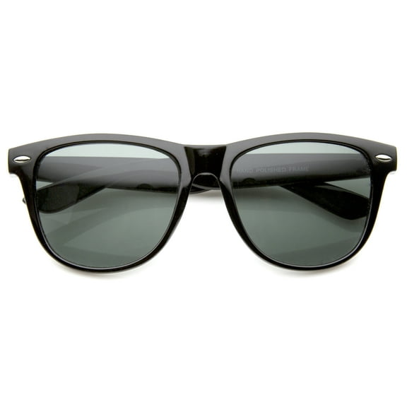 sunglassLA Unisex Large Retro Classic Glass Lens Casual Horn Rimmed Sunglasses (Black / Smoke) - 54mm
