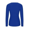 thumbnail image 6 of Bmawag Spring Blouses for Women 2025 Long Sleeve V-Neck Solid Color Button Up Pullover Shirts Women's Fashionable Dressy Casual Loose Shirts Gifts for Women Blue M, 6 of 8