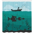 thumbnail image 3 of Ambesonne Teal Shower Curtain, Fishing on Boat Nautical, 69"Wx75"L, Blue Teal, 3 of 3