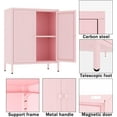 thumbnail image 6 of Small 2 Transparent Door Metal Storage Side Buffet Cabinet for Bed Room,Living Room,Entryway,Hallway,Home,Hotel,Office,Garage,Kitchen,1 Removable Shelf. (Square Door, Pink), 6 of 13