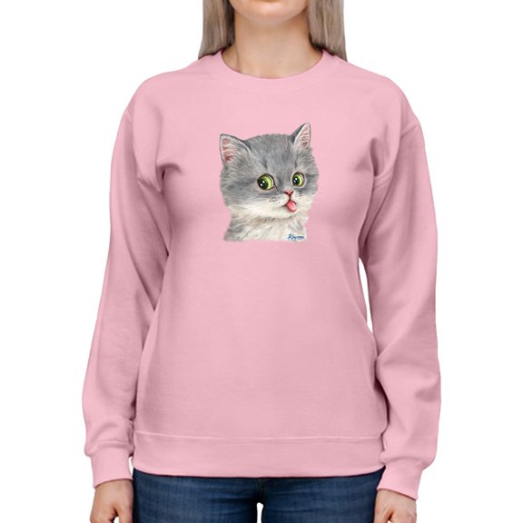 Kittens With Tongue Out Sweatshirt Women -Kayomi Harai Designs, Female 5X-Large