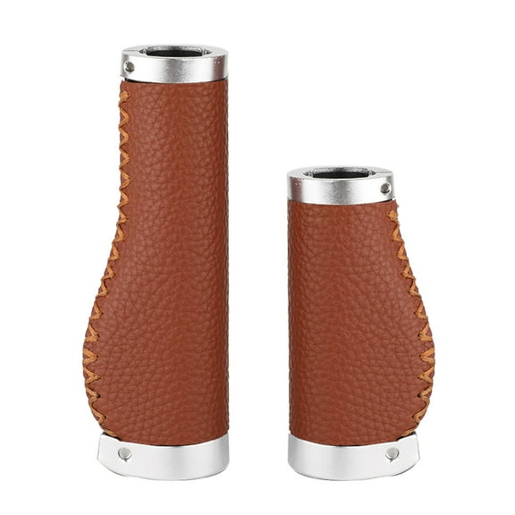Non-Slip Bike Handle Grips PVC Microfiber Leather Ergonomic Hand-Sewn Retro Anti-Friction Double Lock-on Handlebar Lever for MTB,Road Bike,135/95mm