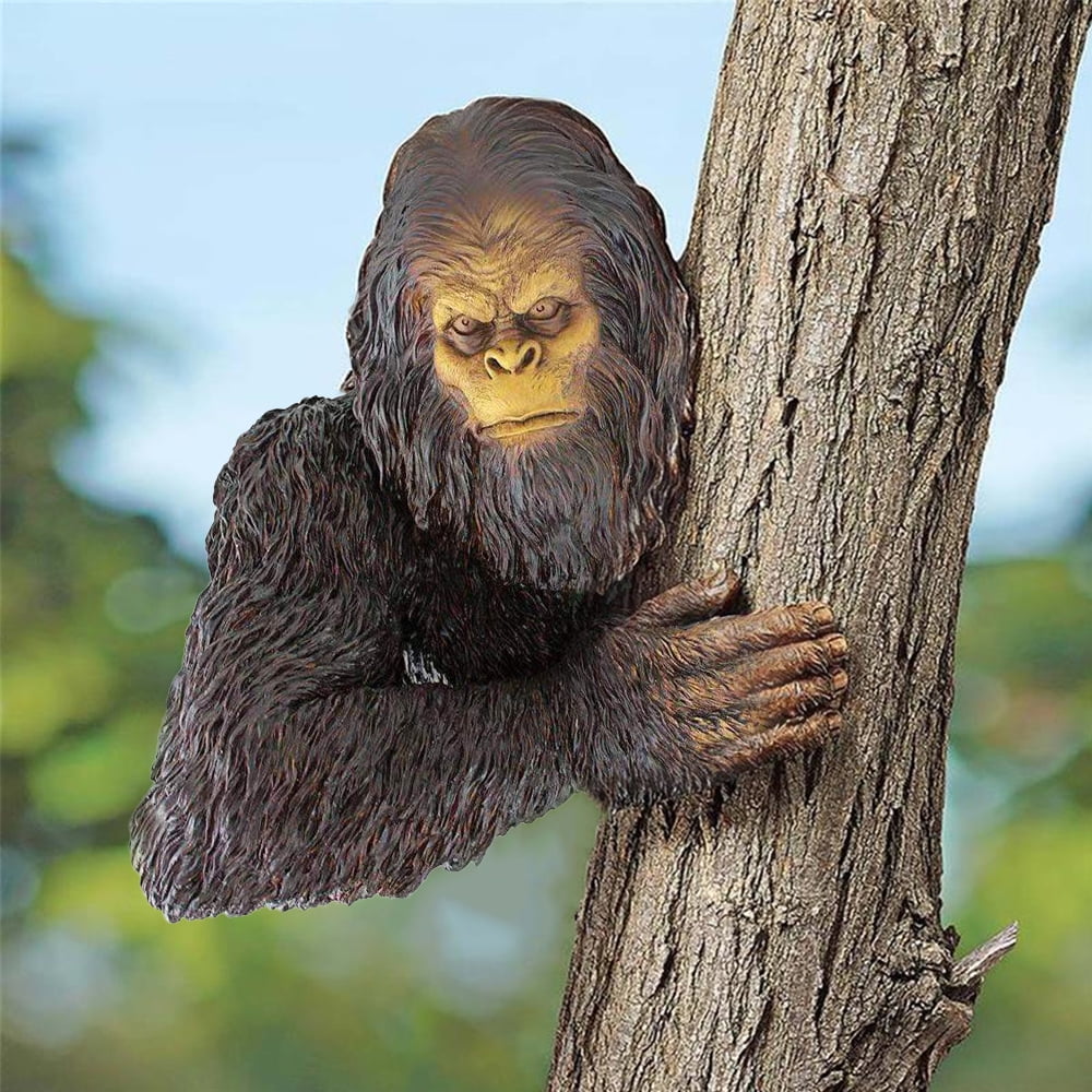 Willstar The Bashful Yeti Tree Statue - Bigfoot Tree Hugger 3D Resin Statue, Whimsical Cartoon