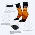 thumbnail image 3 of Four Seasons Universal Socks - 2 Pairs of Unisex Trendy Socks with Vibrant Orange Heart Print Black & Gold Swirls Design, 3 of 5