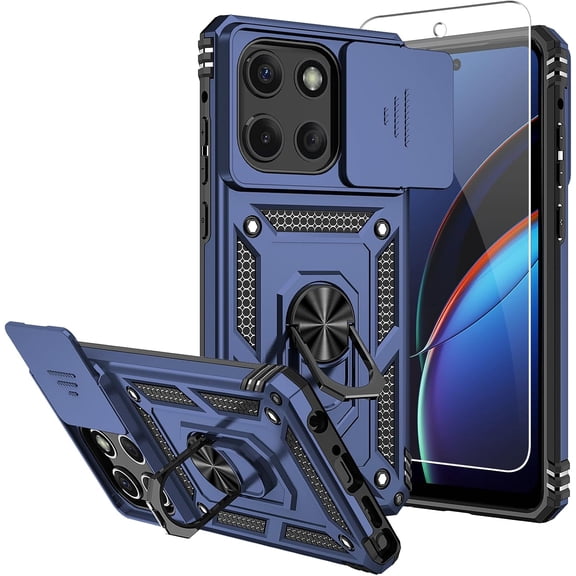 HCTian for Moto G Stylus 5G 2025 Case,with Screen Protectors and Camera Cover,16ft.Drop Tested Cover with Kickstand Protective Case for Moto G Stylus 5G 2025