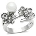 thumbnail image 1 of Alamode 3W223-10 Women Rhodium Brass Ring with Synthetic in White - Size 10, 1 of 1