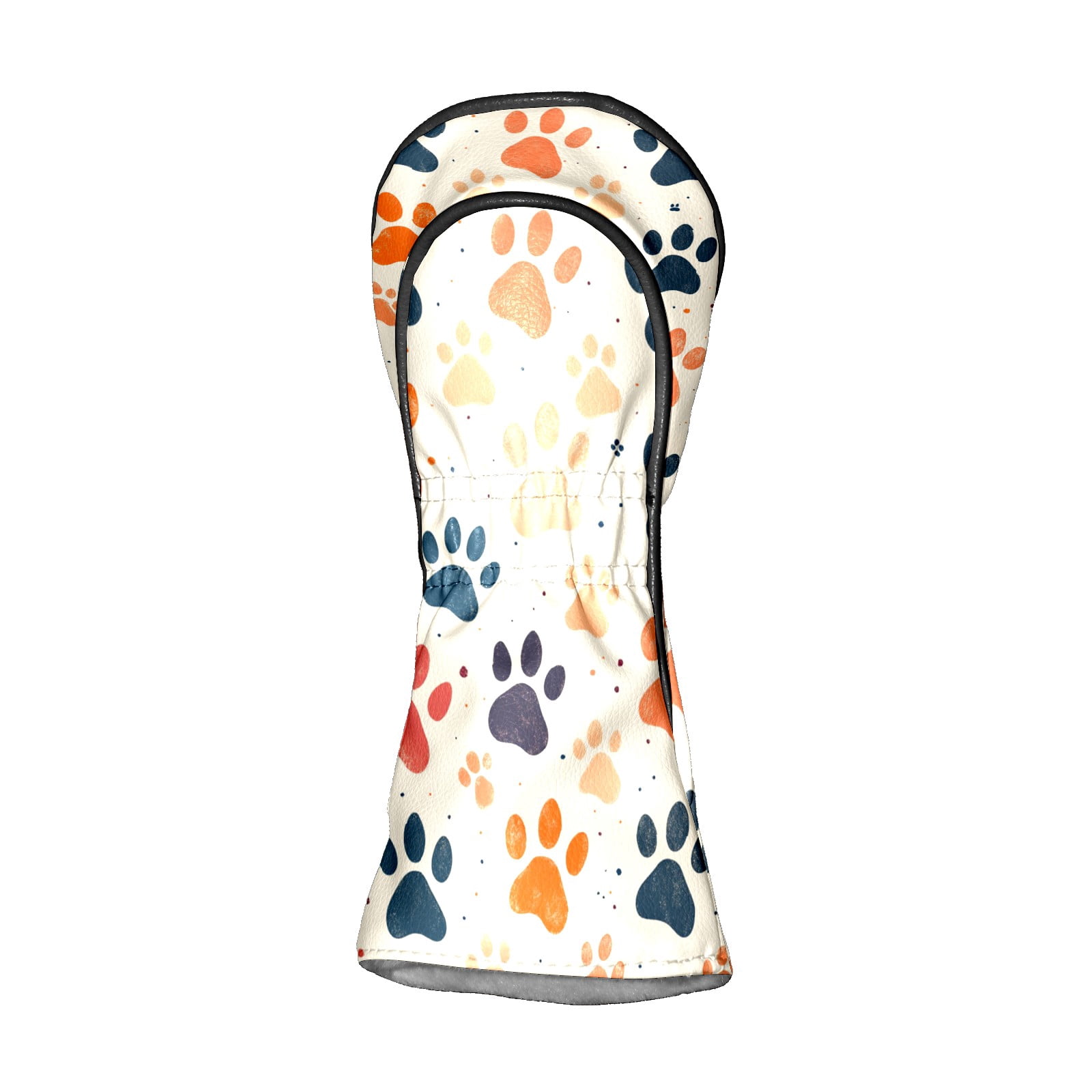 Golf Club Covers PU Leather Waterproof Head Covers for Fairway Woods Hybrids Colorful Animal Paw Prints