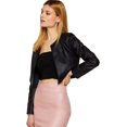 thumbnail image 1 of chamarra corta de piel sintética con frente abierto para mujer, manga larga, bolero Negro - M Negro - M Xishao ropa, 1 of 2