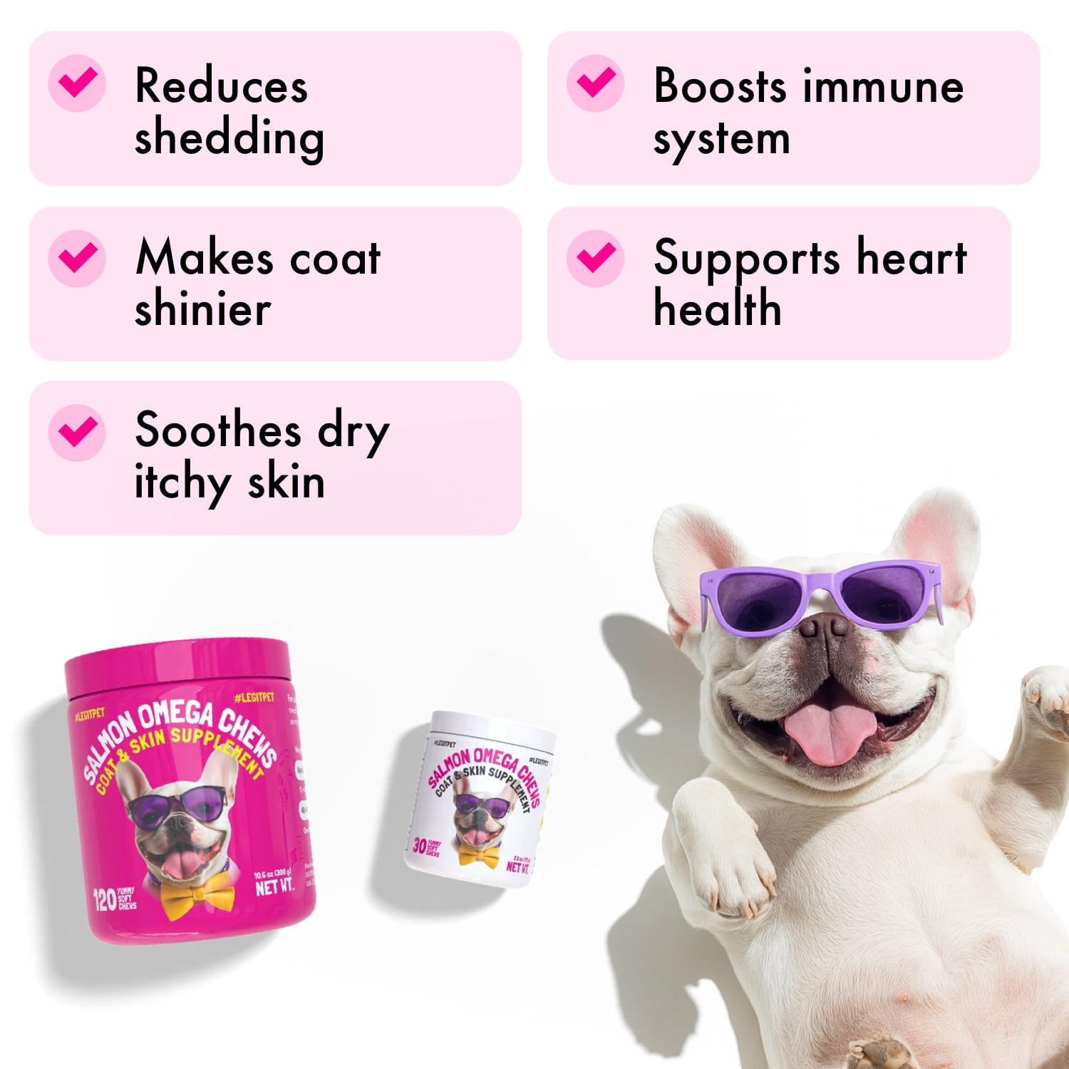 Omega 3 Alaskan Salmon Oil Treats for Dogs 120 Fish Oil Chew Supplement Skin and Coat Allergy and Itch Relief Hip & Joint Health Brain Shedding Hot Spots Treatment Omega 3 6 9 EPA & DHA Fatty Acids