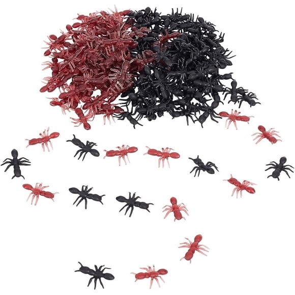 400 Pcs 2 Colors Plastic Beetles Big Beetles Simulation Ant Prank Plastic Beetles Realistic Insects for Party Favors Decoration Props Black/Camel