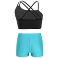 thumbnail image 2 of Zaldita Kids Girls 2 Piece Gymnastics Outfit Dance Crop Tank and Athletic Shorts Short Leggings Set Black&Lake Green 10, 2 of 7