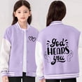thumbnail image 2 of Toddler Girls Baseball Sweatshirts Jackets Patchwork Long Sleeve Button Up Stripe Trim Letter Print With Pocket Kids Trendy Outfits, 2 of 6