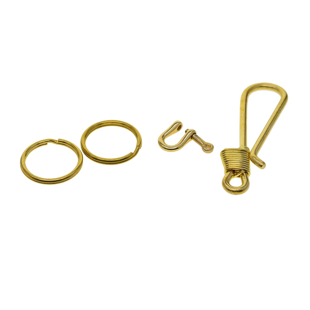 Brass Hook Maritim 2X Key Ring/ Ring Wood Anchor 