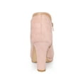 thumbnail image 2 of Unique Bargains Bottes à Talon Épais à Bout Rond pour Femme, Cheville, Rose Poudré (Taille 10), 2 of 7
