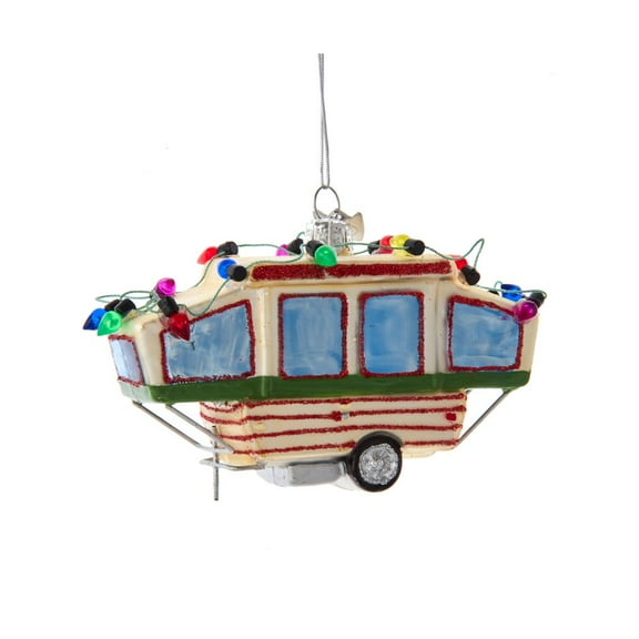 Kurt Adler Noble Gems Glass Pop-Up Camper Christmas Ornament, 4.25 Inches, Multicolor Holiday Tree Decoration