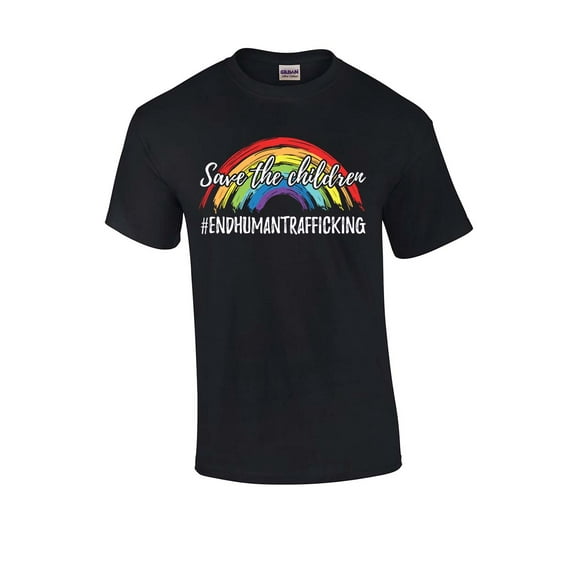 Rainbow Save The Children End Human Trafficking Unisex Adult Short Sleeve T-shirt-Black-small