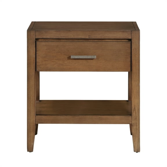 Nmkwnr 1 Drawer Nightstand with Open Shelf, Beside Table for Living Room, Bedroom, Light Brown