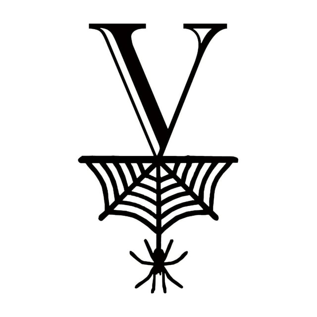 Halloween Letter V Hanging Tag Spider Design Iron Material 3.54 X 2.09 Inches For Wall Door And Halloween Party Setup V
