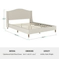 thumbnail image 6 of Martha Stewart Amelia Queen Upholstered Platform Bed with Curved Headboard and Cushioned Siderails, Wood Slat Foundation with No Box Spring Needed, Beige, 6 of 11