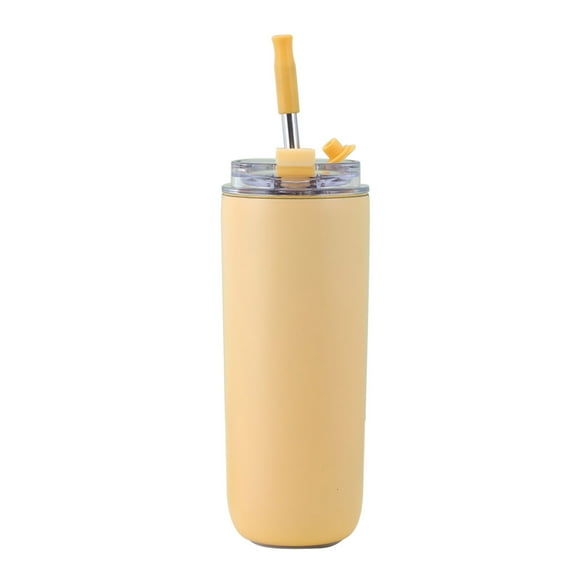 Double Layer Stainless Steel Portable Flip Cover Insulation Cup Creative American Straw Cup Long Lasting Paint Double Drinking Cup Cover