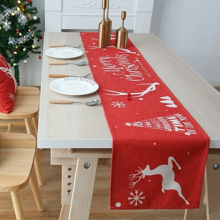 

Christmas Table Runner Decorative Table Rectangle Dresser Scarf Merry Christmas Table Runner Home Kitchen Ornaments