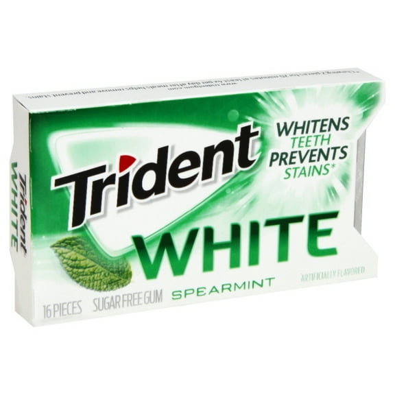 Trident White Spearmint Sugar Free Gum, 16-Piece, 9 Count