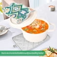thumbnail image 3 of Yayeee Pot Holders Kitchen Heat Resistant with Pockets 7"x9.8" Cotton Oven Cooking Hot Pads, Green Geometric Flowers, 3 of 7