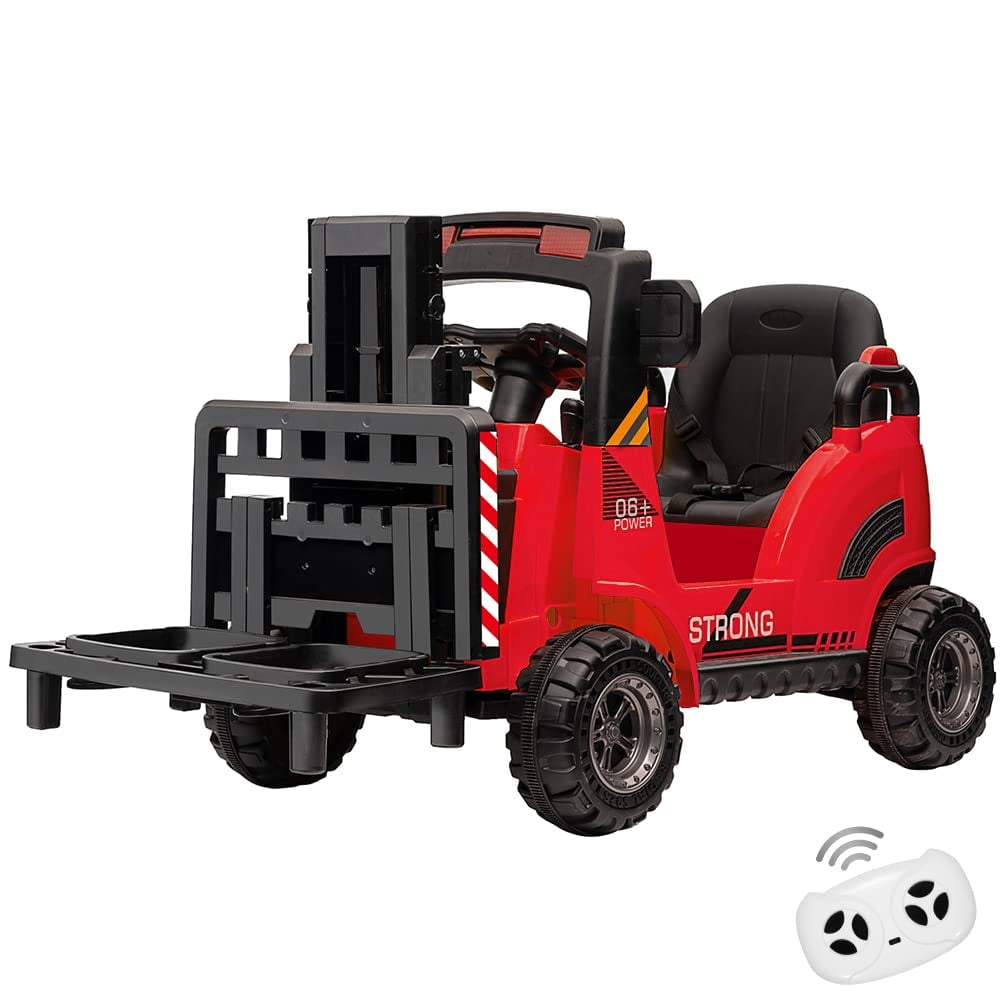 12V Ride on Forklift Kids Electric Ride on Toy Car Battery Power Construction Truck with Remote Control, Liftable Fork and Pallet, Music, USB for 3-7 Years Kids