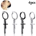 thumbnail image 1 of 4PCS Huggie Earrings Creative Chain Cross Hinged Earrings Hoop Earrings, 1 of 10