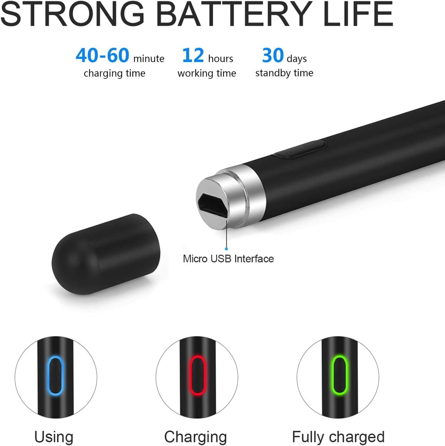 For iPhone 15/Pro/Max/Plus - Active Stylus Pen Digital Capacitive Touch Rechargeable Palm Rejection
