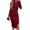 Wine, variant on WTOBBY Ladies' Loose Comfortable Casual Fashionable Solid Color Round Neck Long Sleeve Dress Minimalist Style for Everyday Elegance Soft Fabric for All-Day Comfort,Army Green L