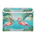 thumbnail image 2 of Ryvnso Flamingo Tropical Palm Tree Sea Large Lidded Foldable Storage Baskets Cubes Boxes Lids Bin for Home, 2 of 7