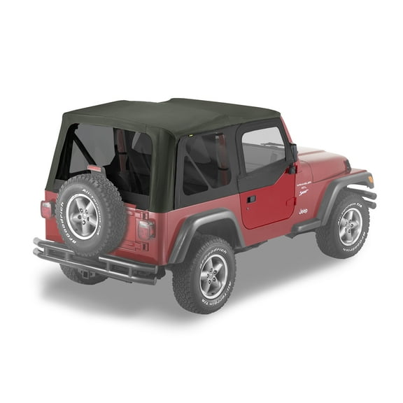 Bestop 51124-15 Jeep Wrangler Replace-A-Top Fabric Top with Half-Door Skin and Tinted Windows, Black Denim