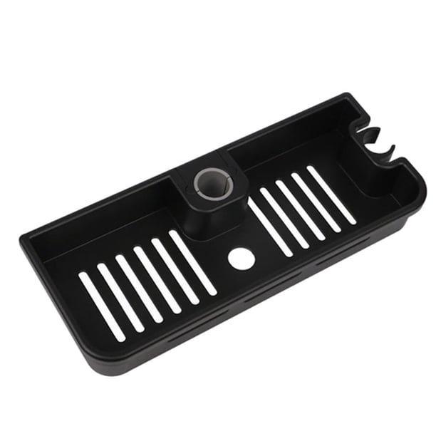 Kearding Estante de baño TureClos, estante de almacenamiento de ducha de plástico, soporte de baño de perforación libre ajustable Juegos de accesorios de baño negro