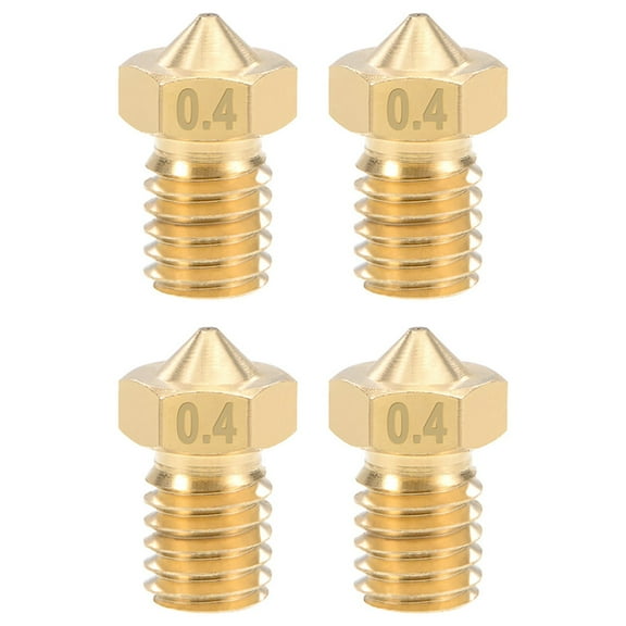 Unique Bargains 0.4mm 3D Printer Nozzle Head M6 Thread for V5 V6 3mm Extruder Print, Brass 4pcs