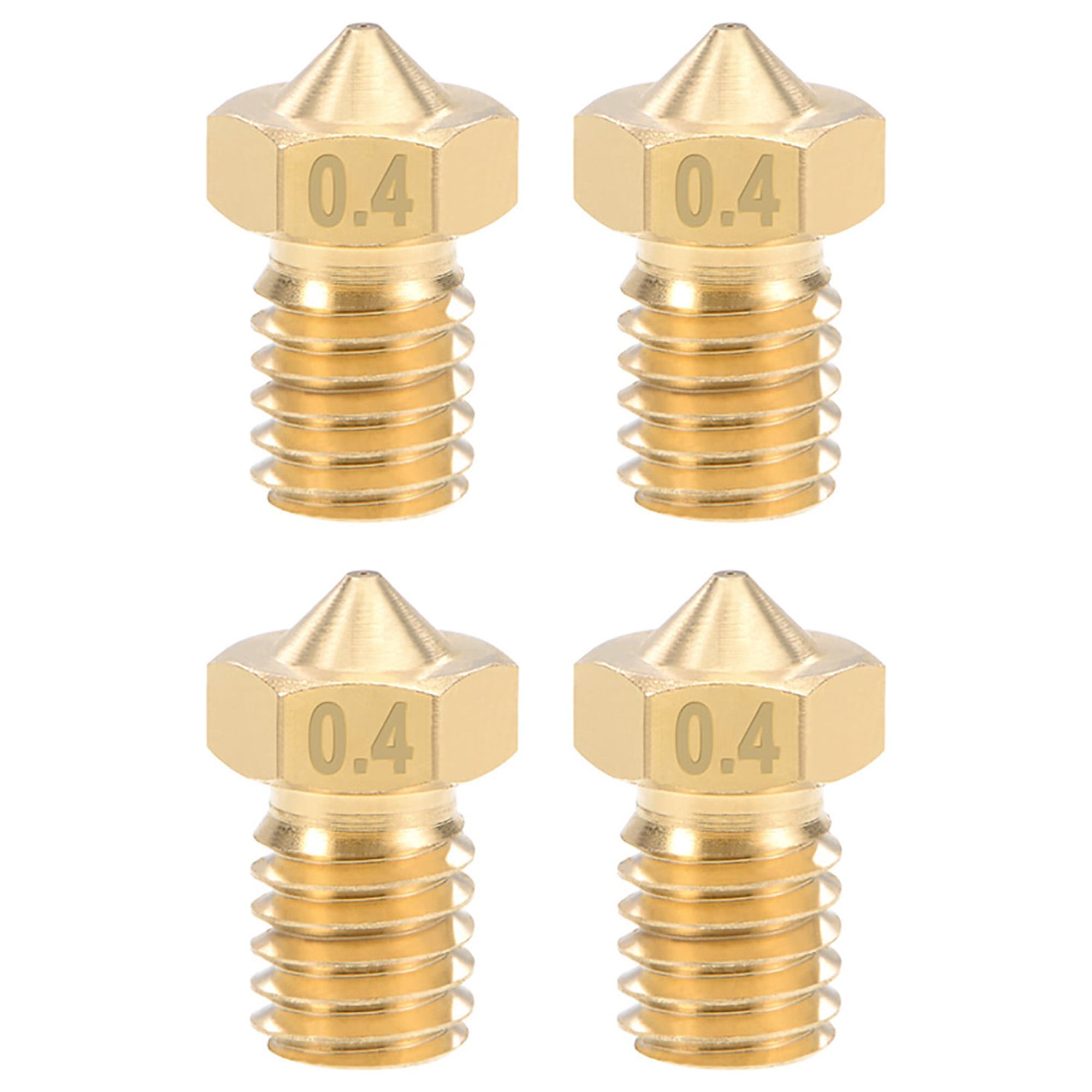 Unique Bargains 0.4mm 3D Printer Nozzle Head M6 Thread for V5 V6 3mm Extruder Print, Brass 4pcs