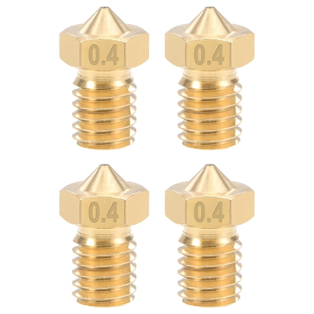Unique Bargains Cabezal de boquilla de impresora 3D de 0.4mm con rosca M6 para extrusora V5 V6 de 3mm, latón 4pcs
