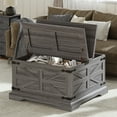 thumbnail image 5 of VVFLU Farmhouse Square Coffee Table with Storage for Living Room, Hinged Lift Top Soft Close, Grey, 5 of 9
