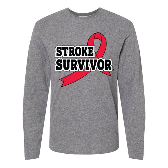 Inktastic Stroke Survivor with Red Ribbon Long Sleeve T-Shirt